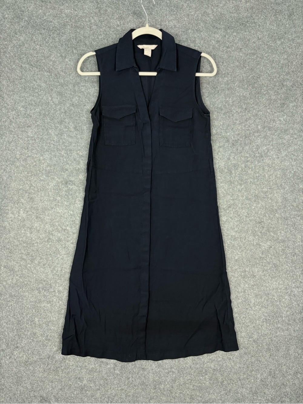 H&M Navy Sleeveless Utility Shirt Dress Size 2